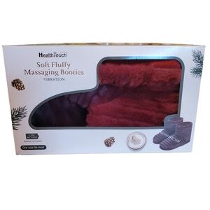 NWT Health Touch Soft Fluffy Massaging Booties Burgandy- One Size Fits Most